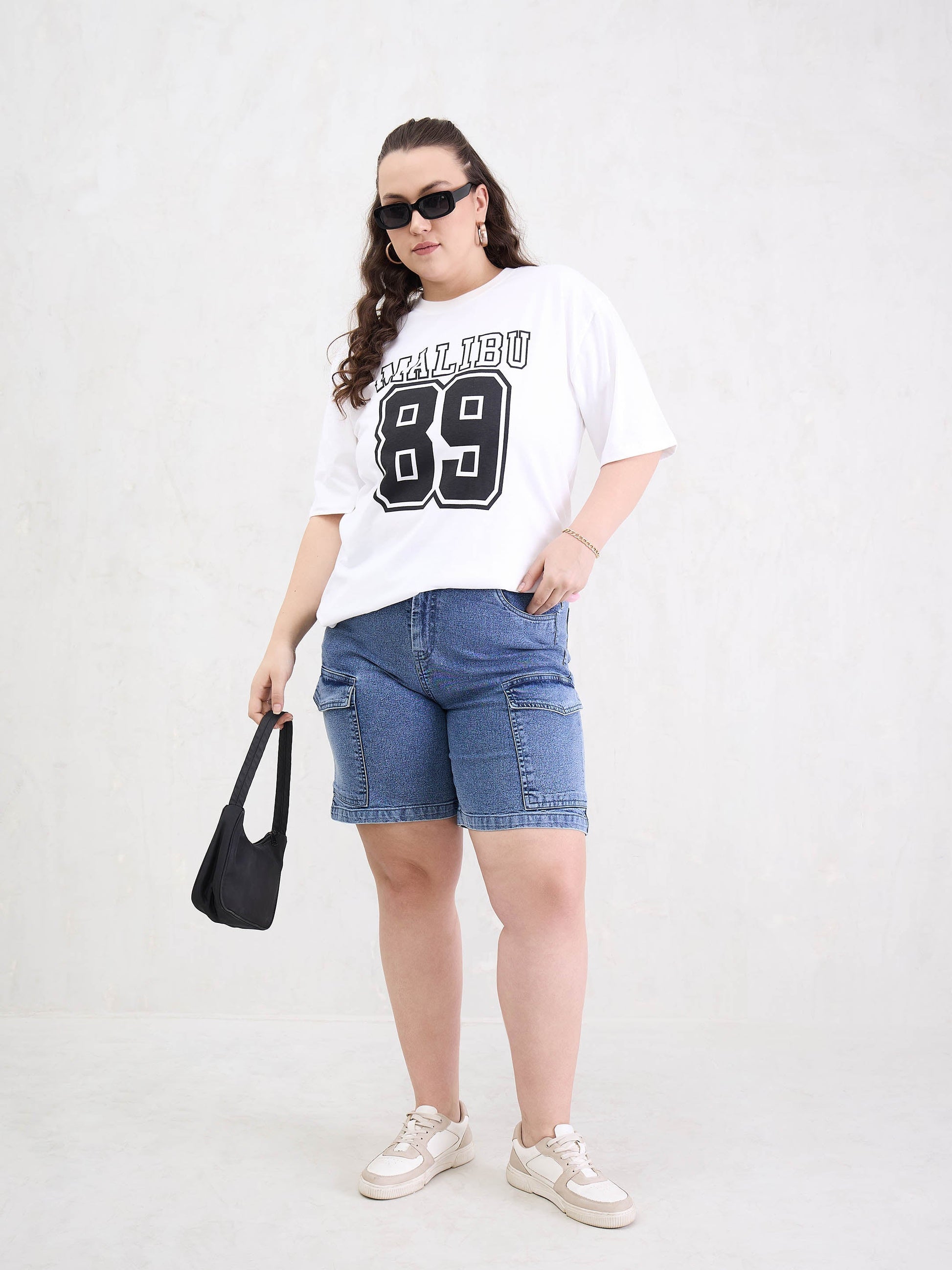 White Graphic MILEBU 89 Print T-Shirt-SASSAFRAS Curve