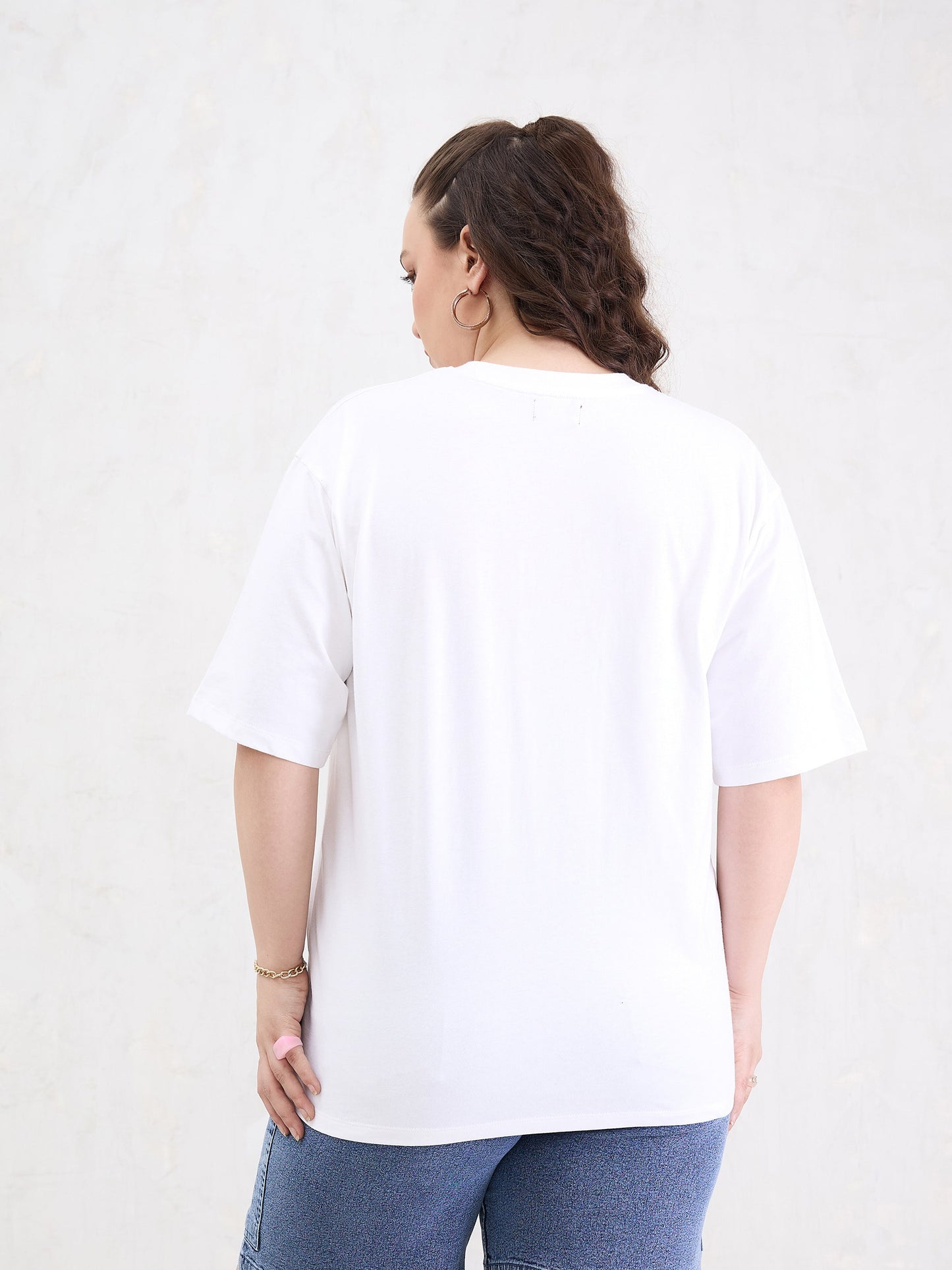 White Graphic MILEBU 89 Print T-Shirt-SASSAFRAS Curve