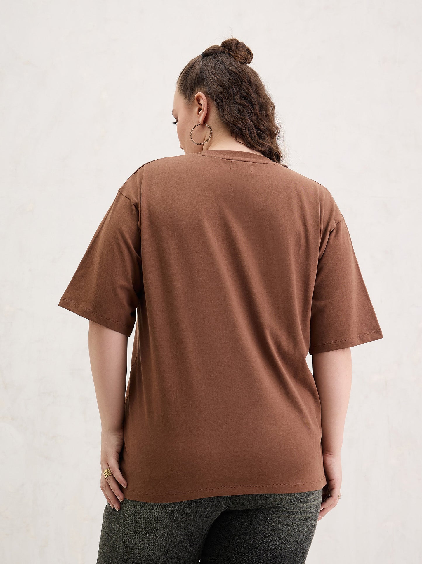 Brown Graphic FLORIDA Print T-Shirt-SASSAFRAS Curve
