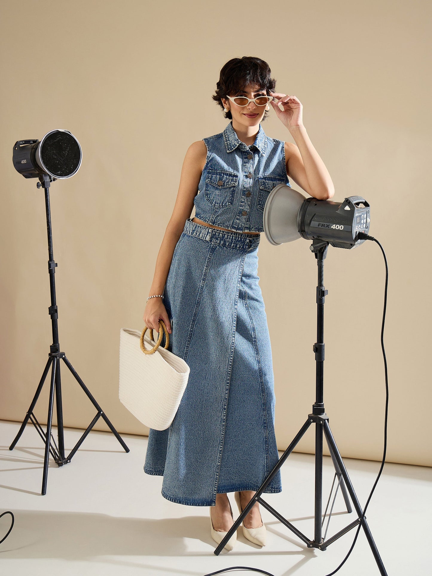 Blue Blast Denim Button Down Vest Top