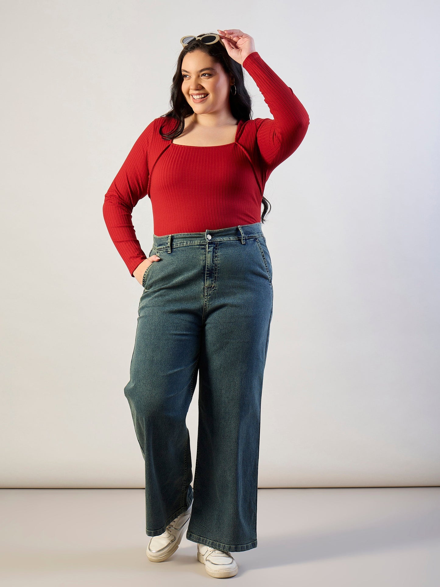 Rust Empire Neck Rib Top-SASSAFRAS CURVE