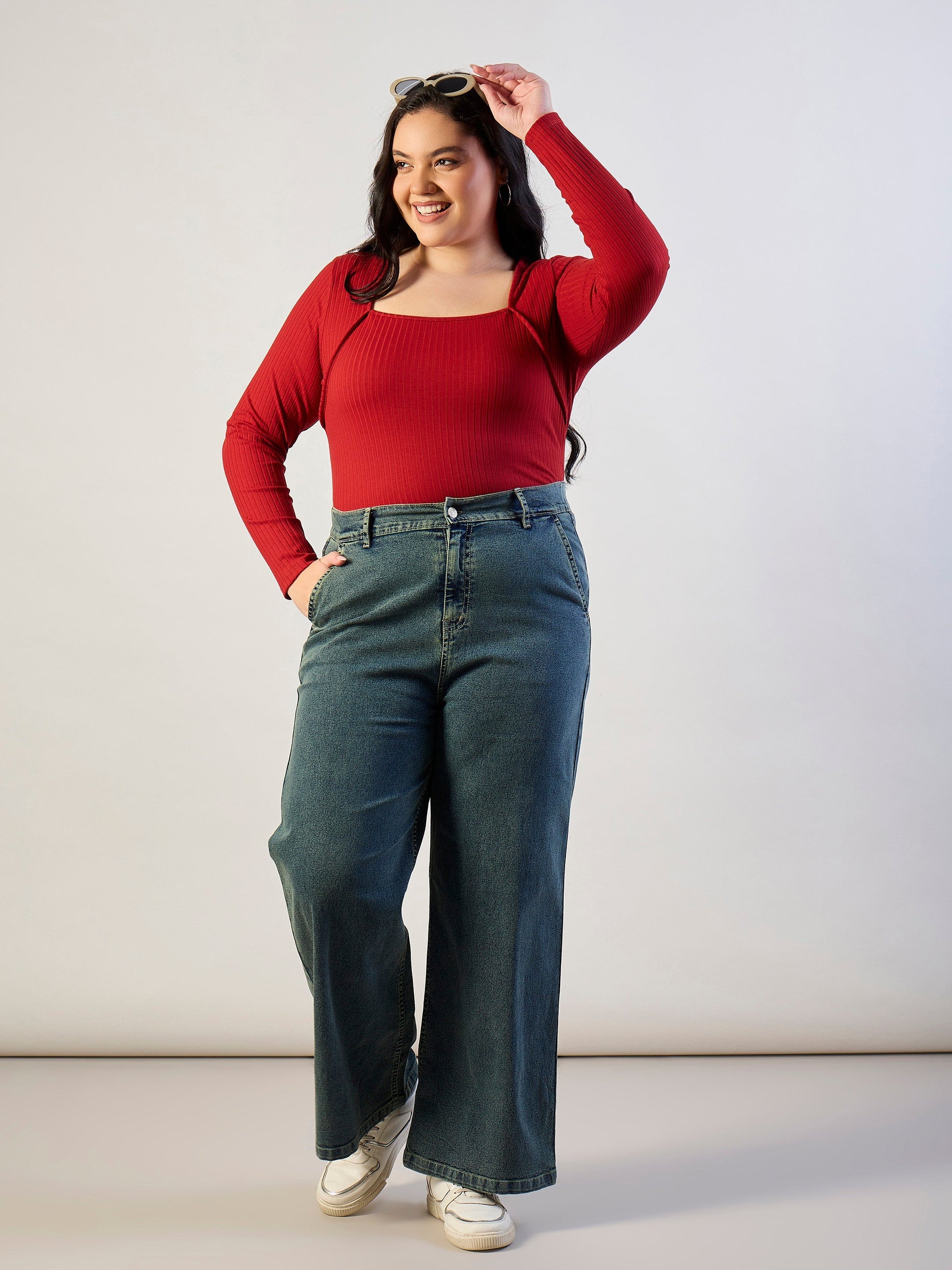 Rust Empire Neck Rib Top-SASSAFRAS CURVE