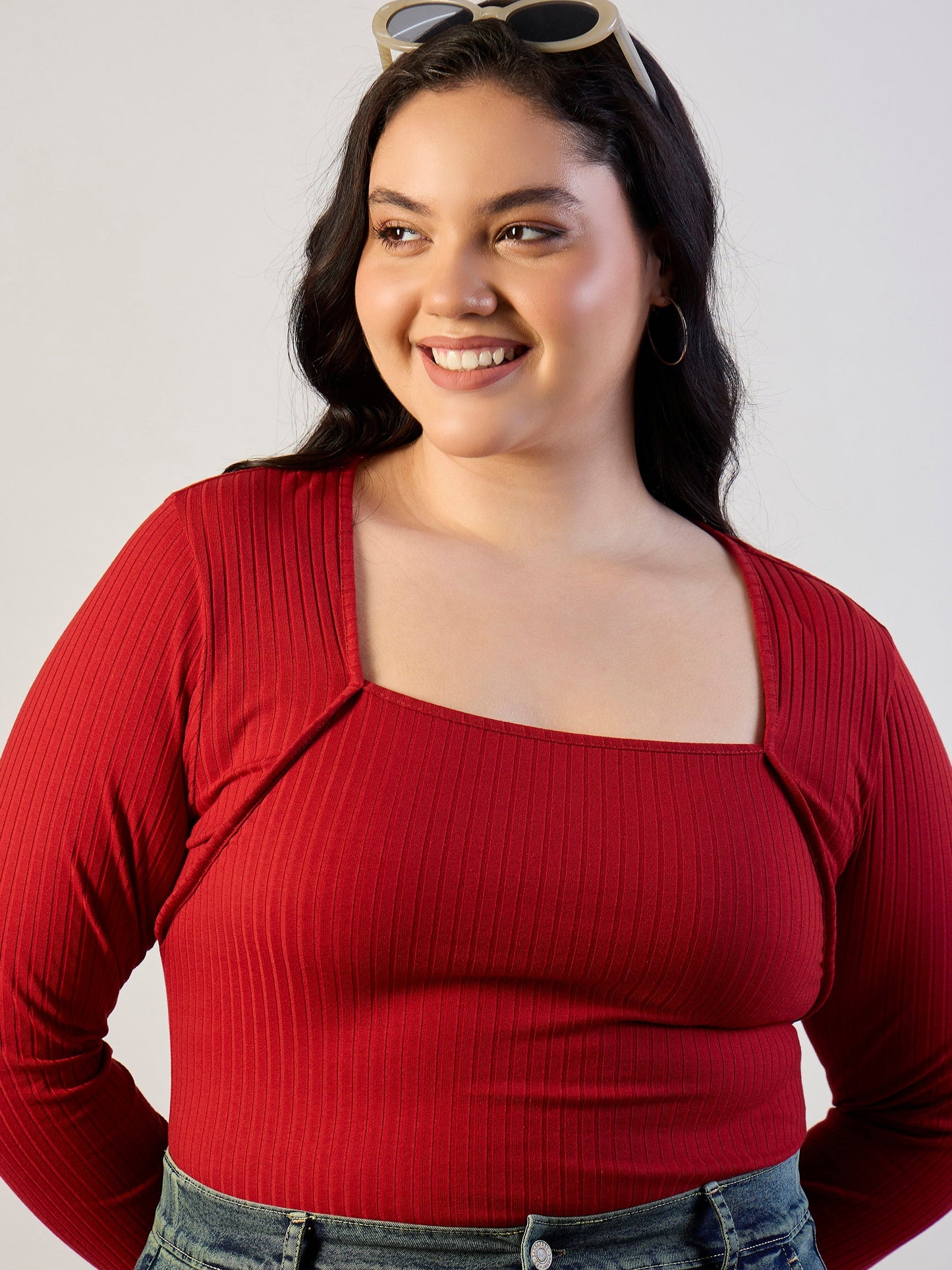 Rust Empire Neck Rib Top-SASSAFRAS CURVE