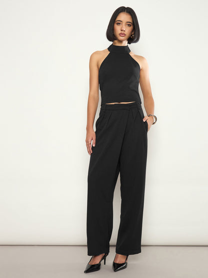 Women Black Halter Neck Top