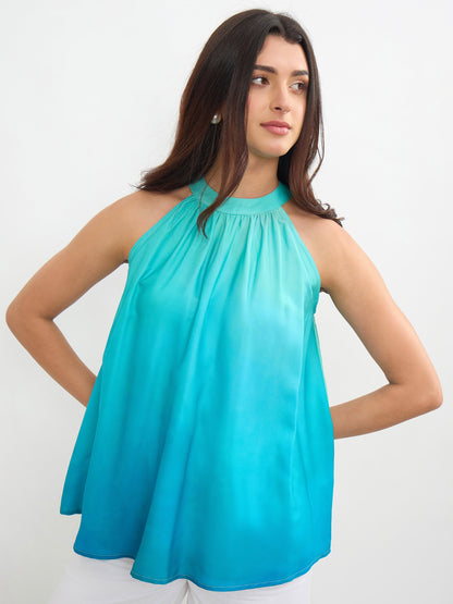 Sea Green Ombree Halter Neck A-Line Top