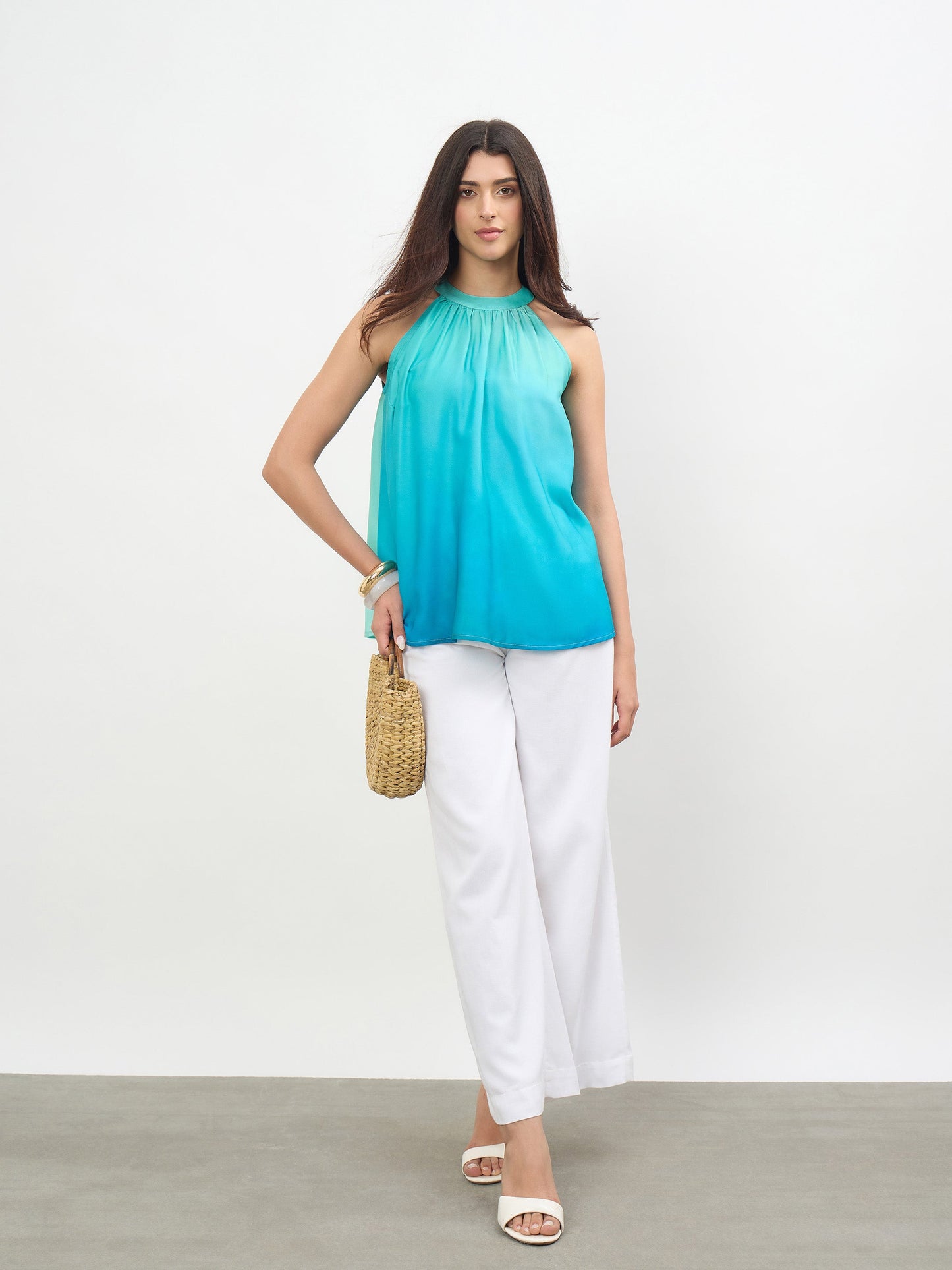 Sea Green Ombree Halter Neck A-Line Top