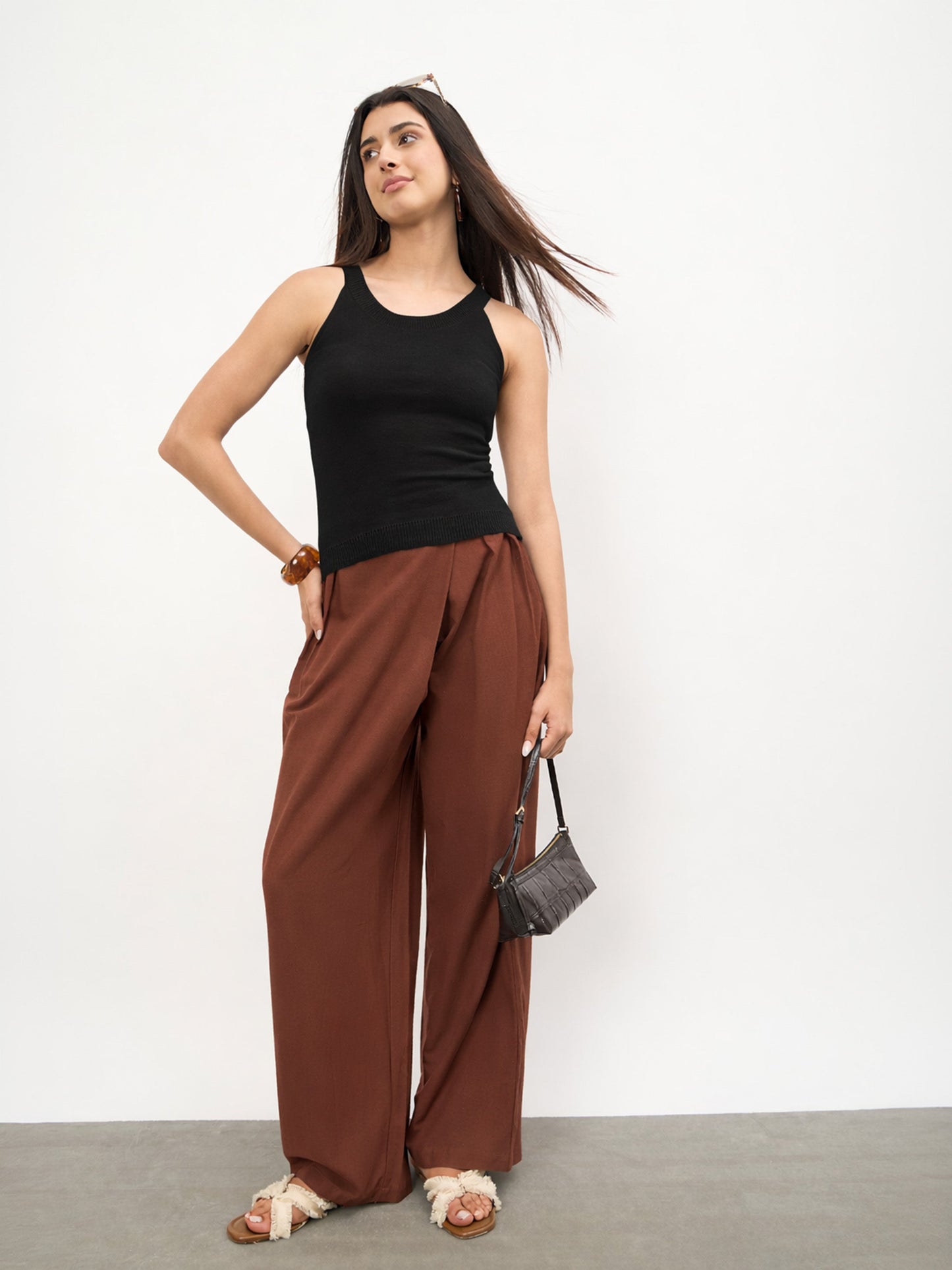 Black Halter Neck Sleeveless Top