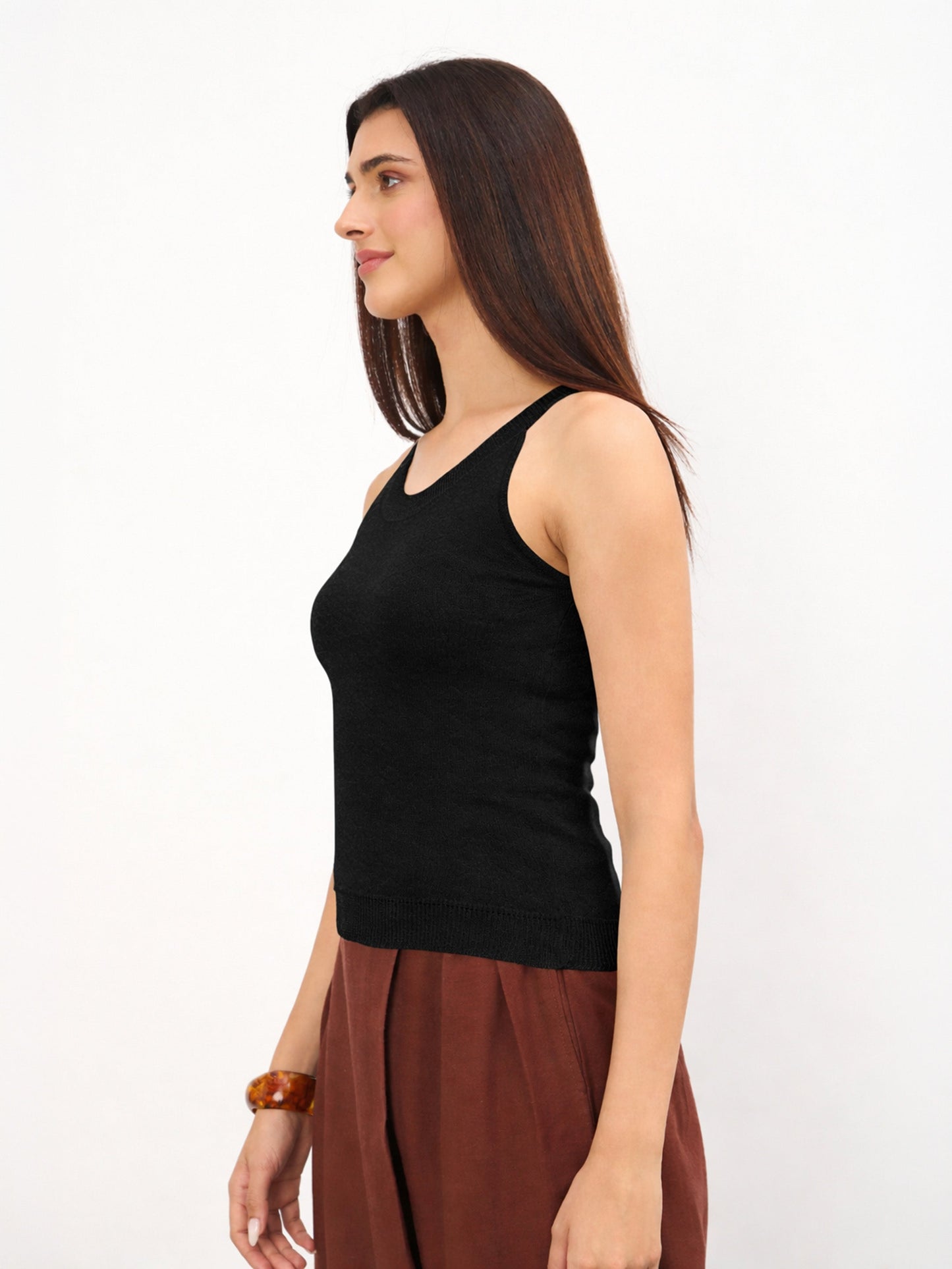 Black Halter Neck Sleeveless Top