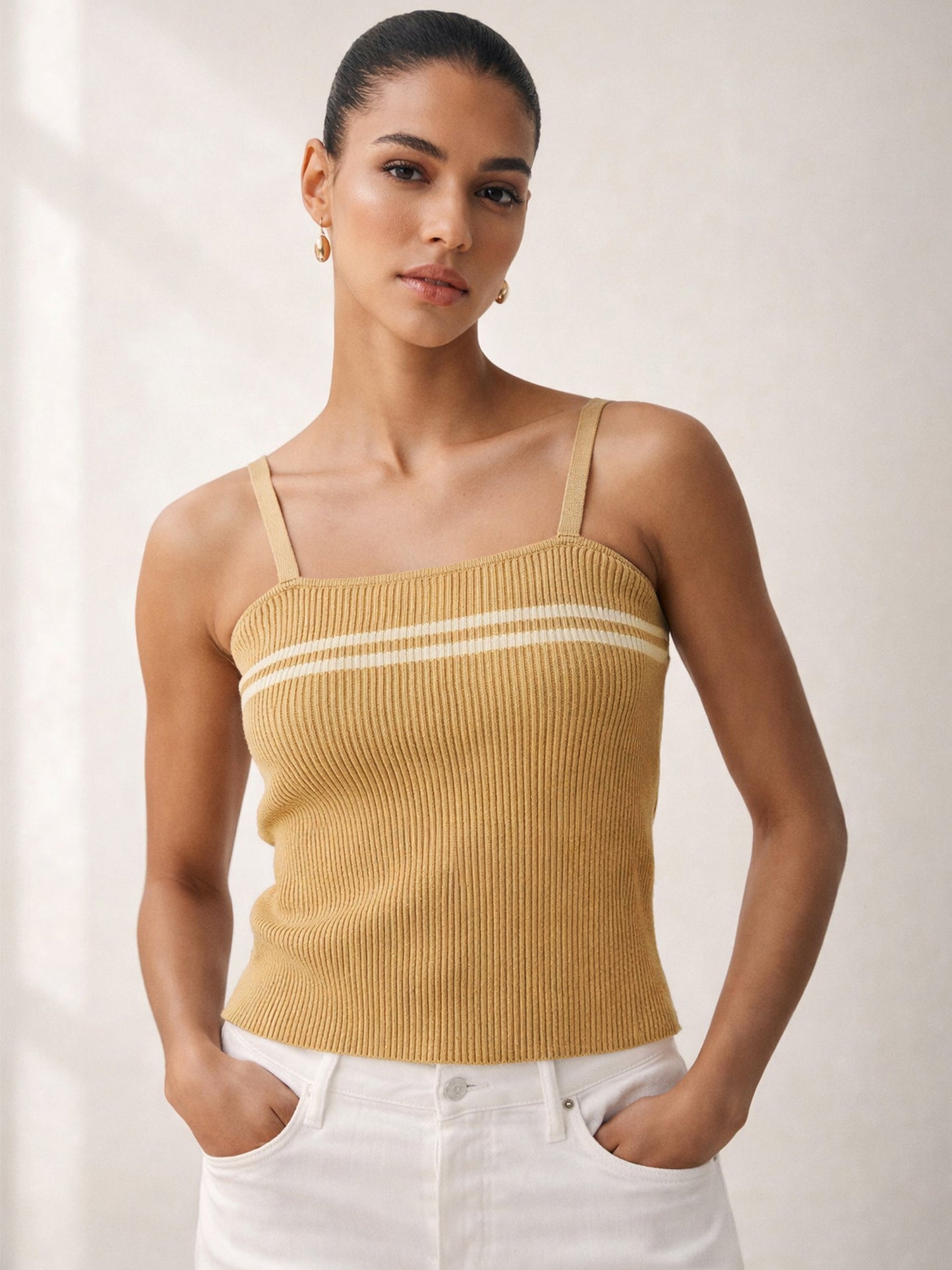 Beige Strappy Regular Top