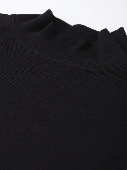 Black High Neck Rib Top