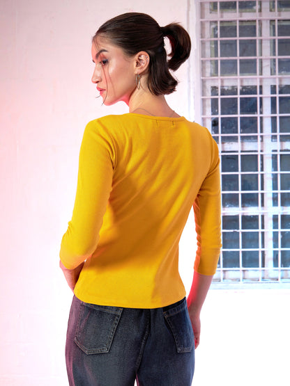 Mustard Rib V-Neck T-Shirt