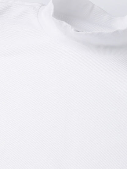 White Rib Turtle Neck Crop Top