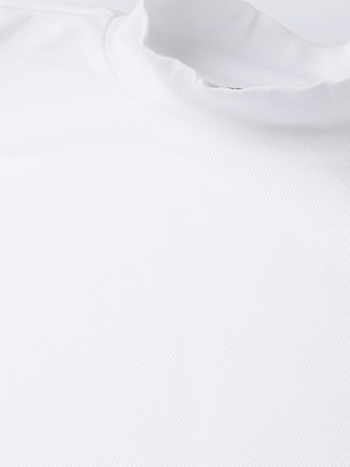 White Rib Turtle Neck Crop Top
