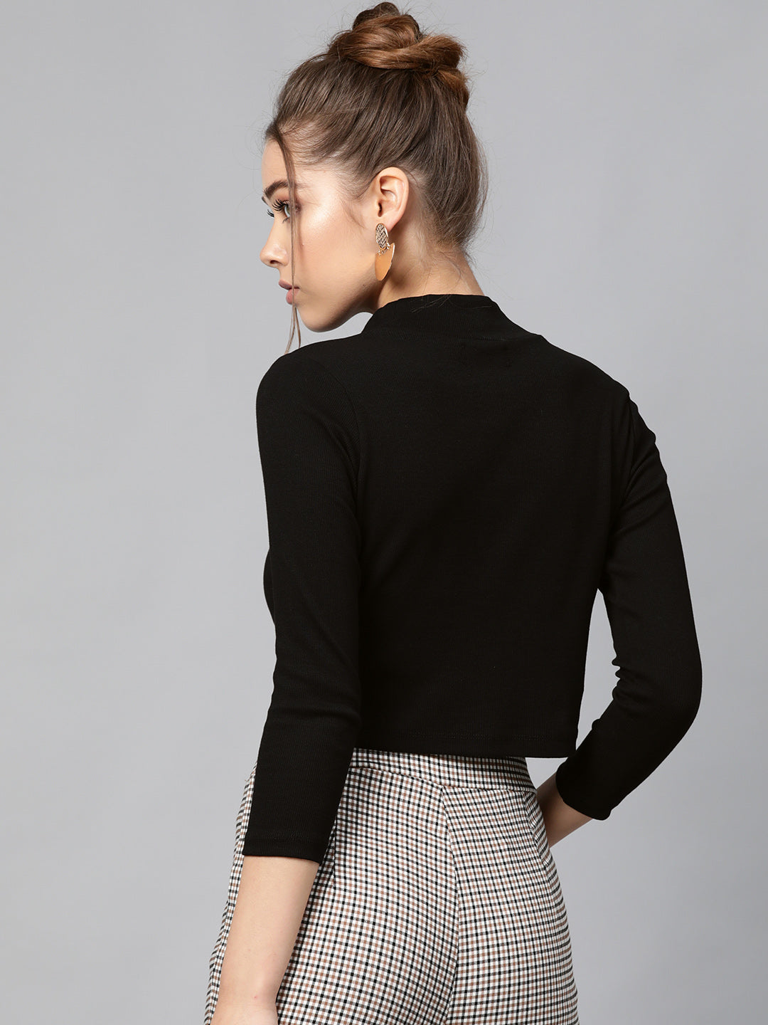 Black Rib Turtle Neck Crop Top