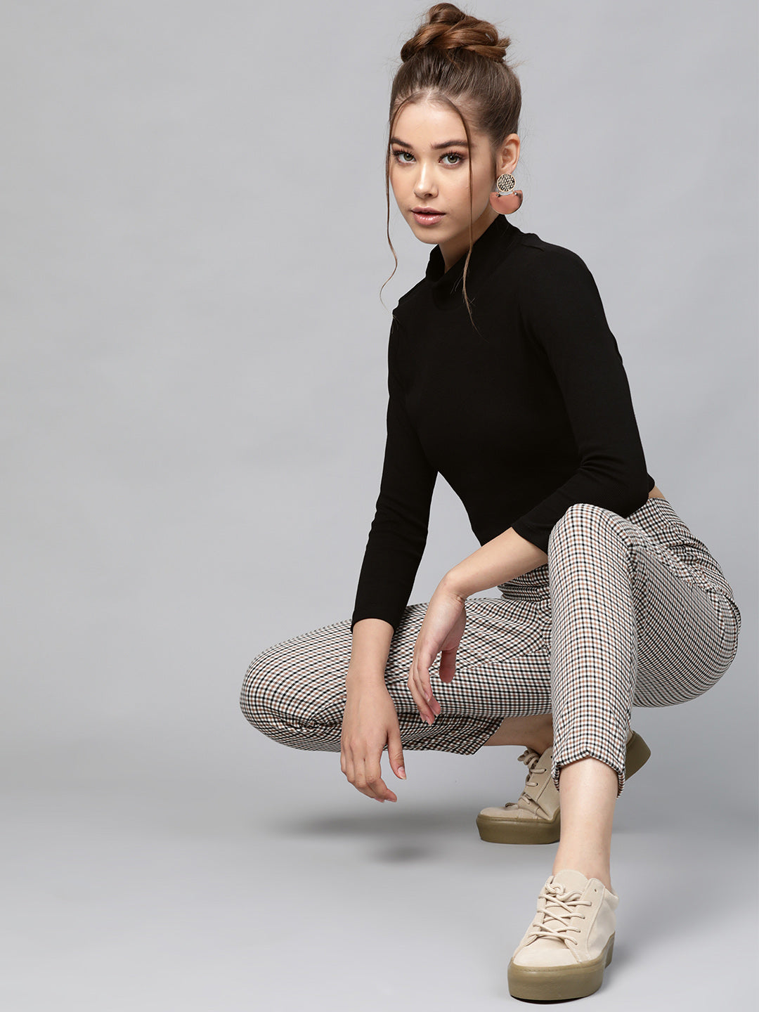 Black Rib Turtle Neck Crop Top