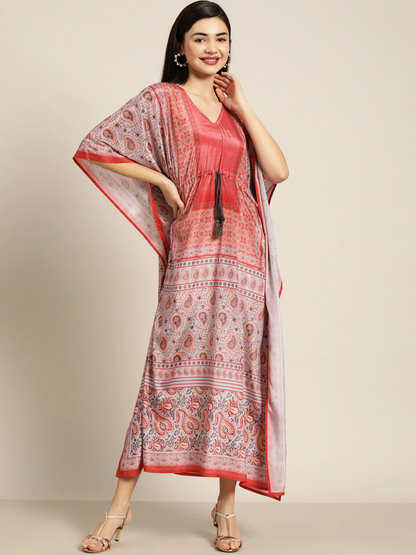 Pink & Blue Paisely Kaftan Dress