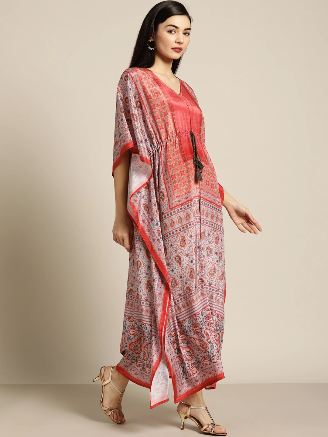 Pink & Blue Paisely Kaftan Dress