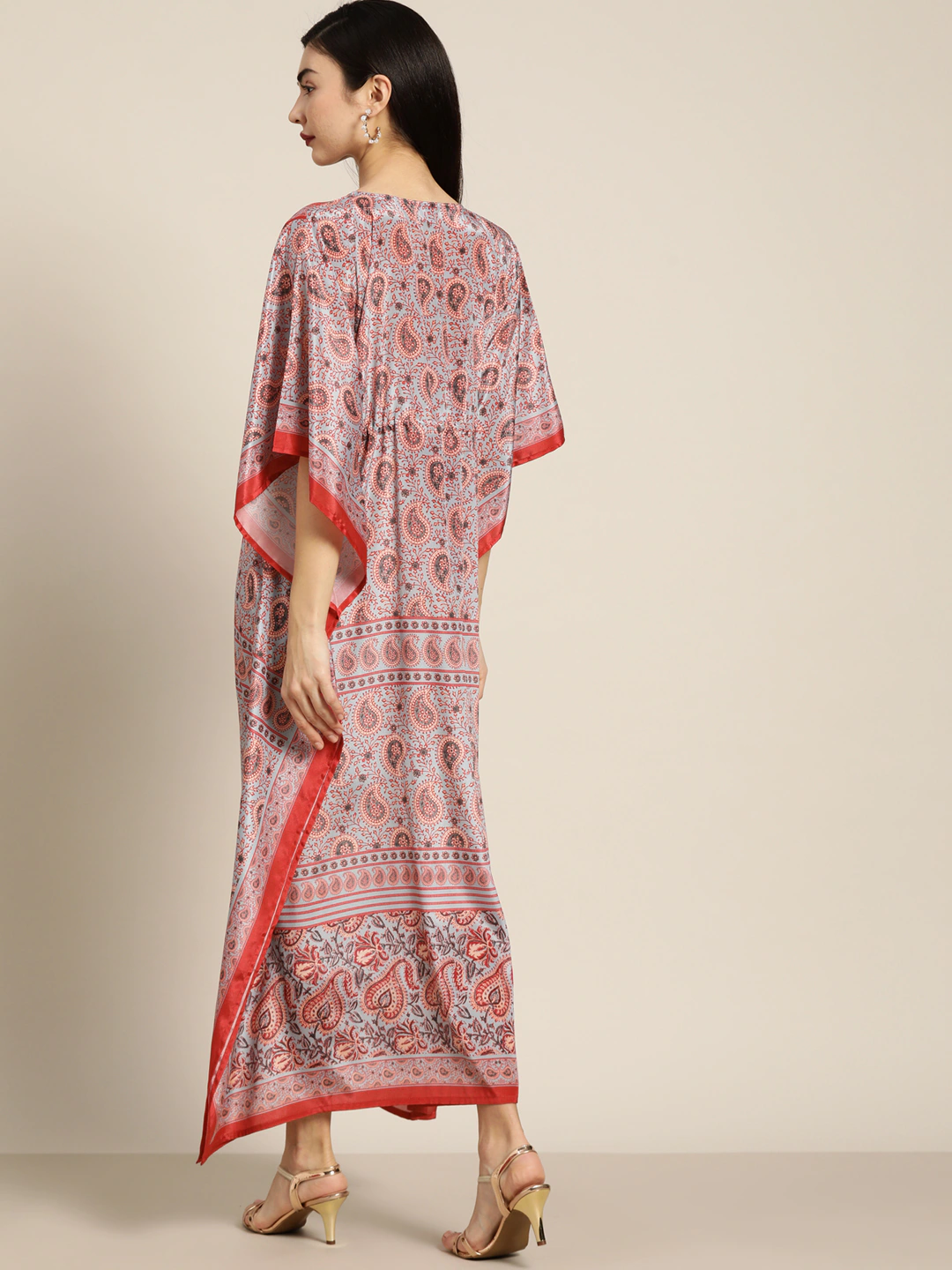 Pink & Blue Paisely Kaftan Dress