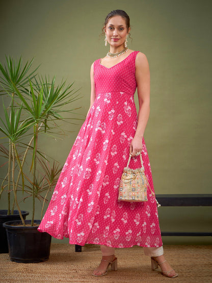 Fuchsia Floral Anarkali Kurta