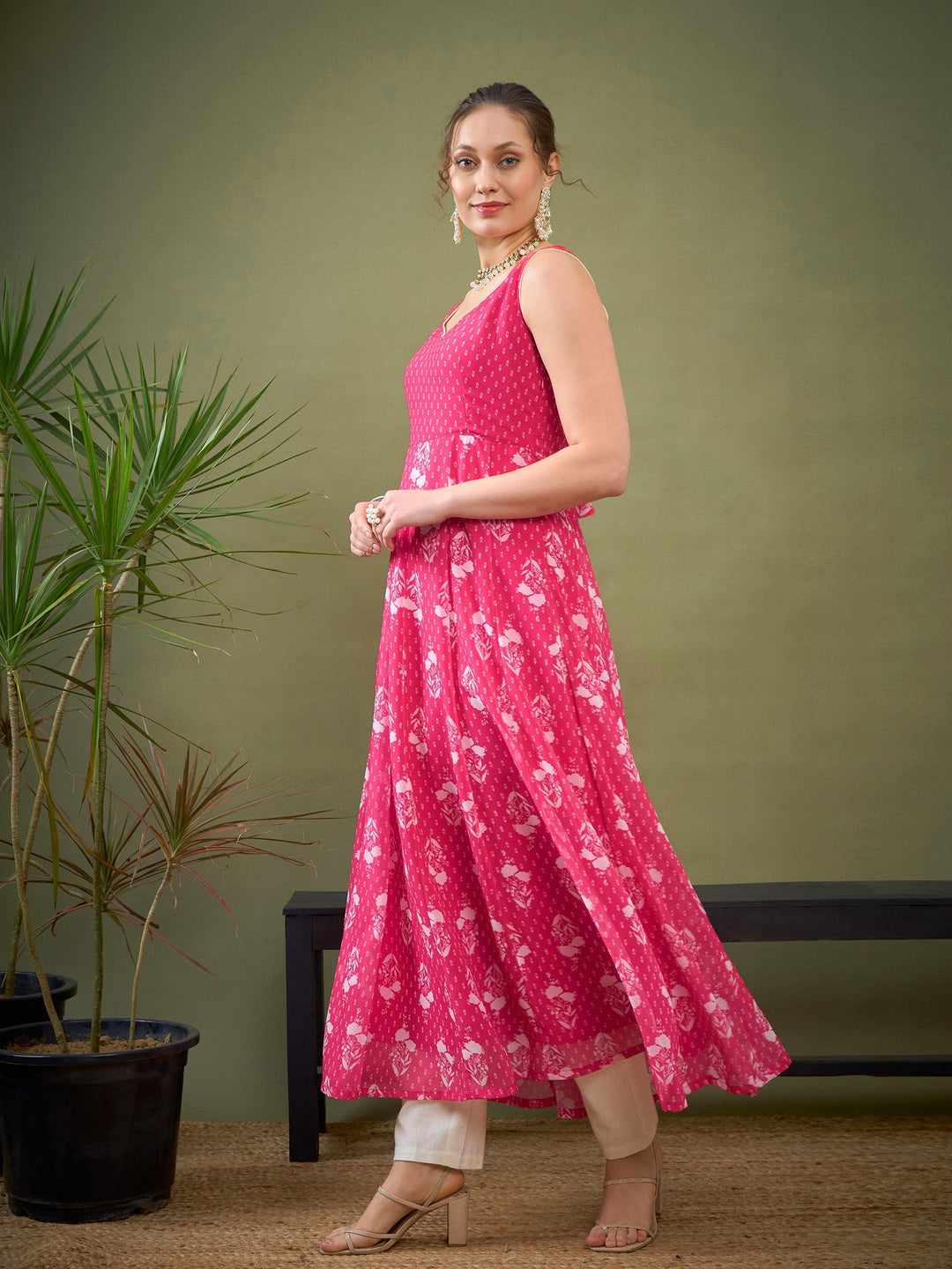 Fuchsia Floral Anarkali Kurta