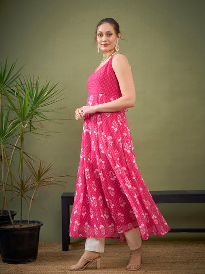 Fuchsia Floral Anarkali Kurta