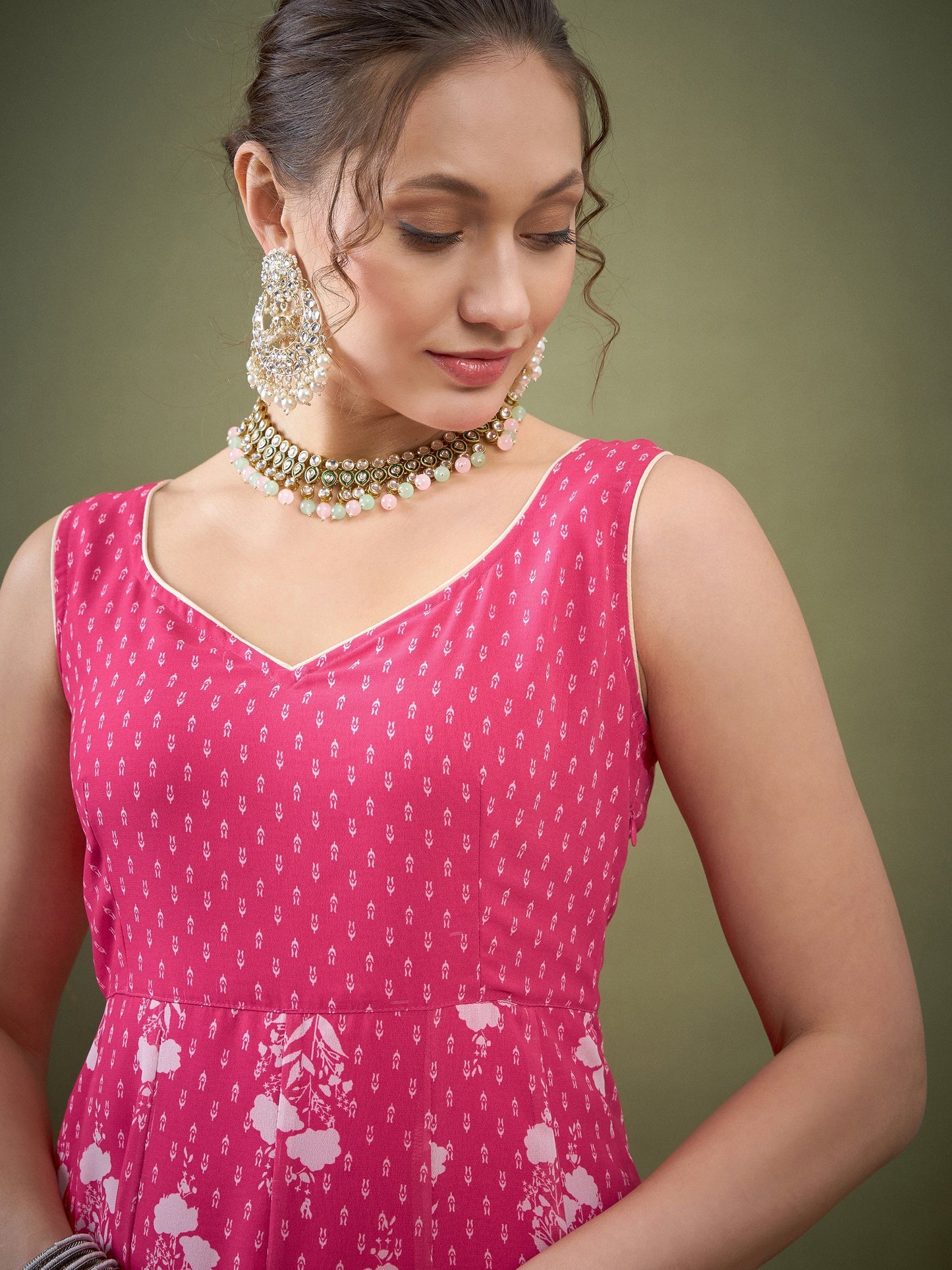 Fuchsia Floral Anarkali Kurta