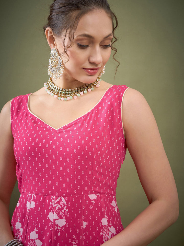 Fuchsia Floral Anarkali Kurta