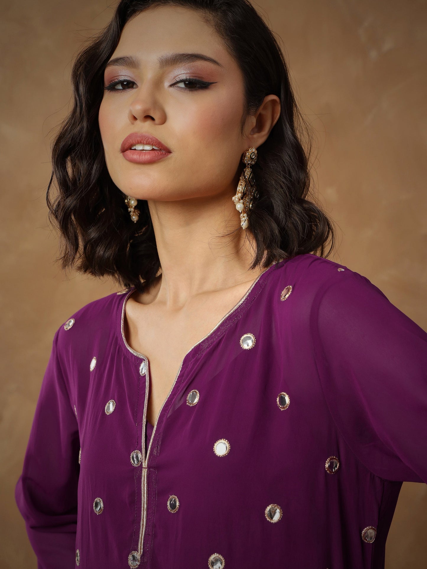 Purple Embroidered Abaya Dress
