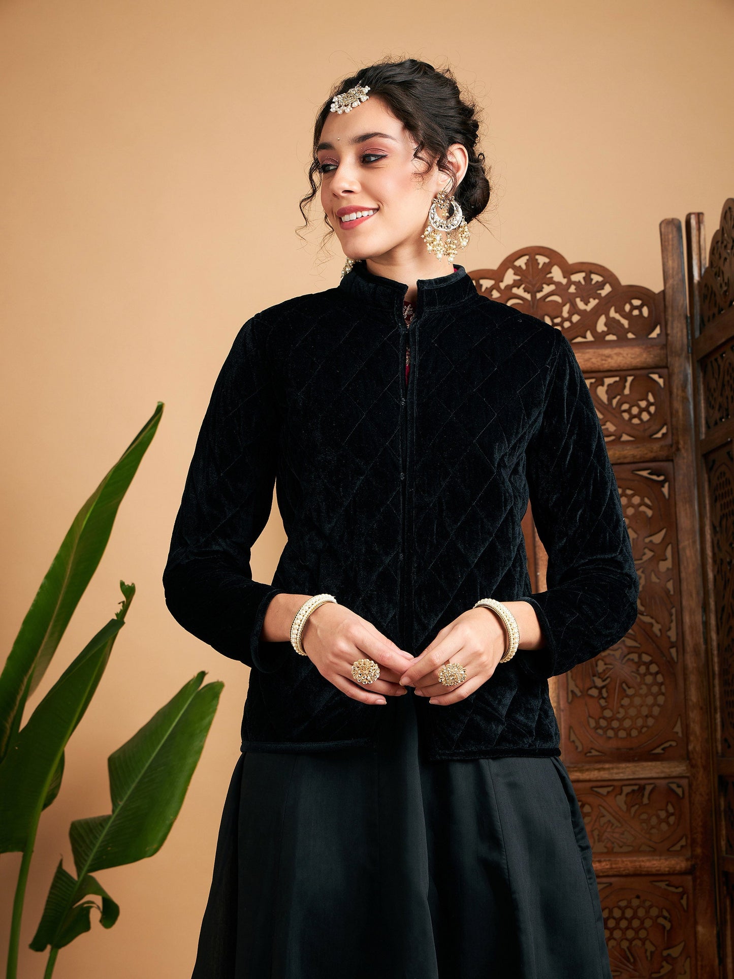 Black Velvet Quilted Jacket