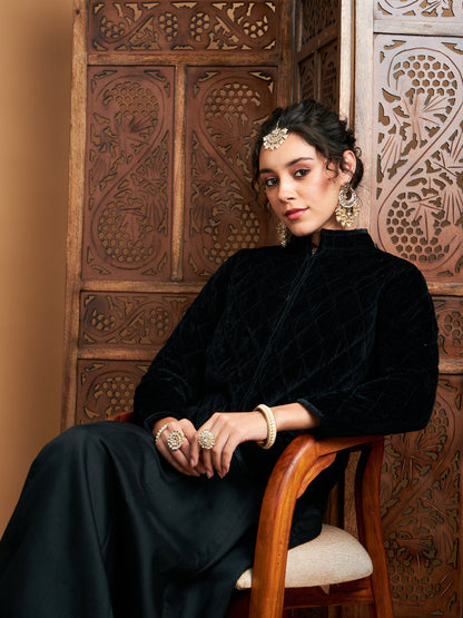 Black Velvet Quilted Jacket