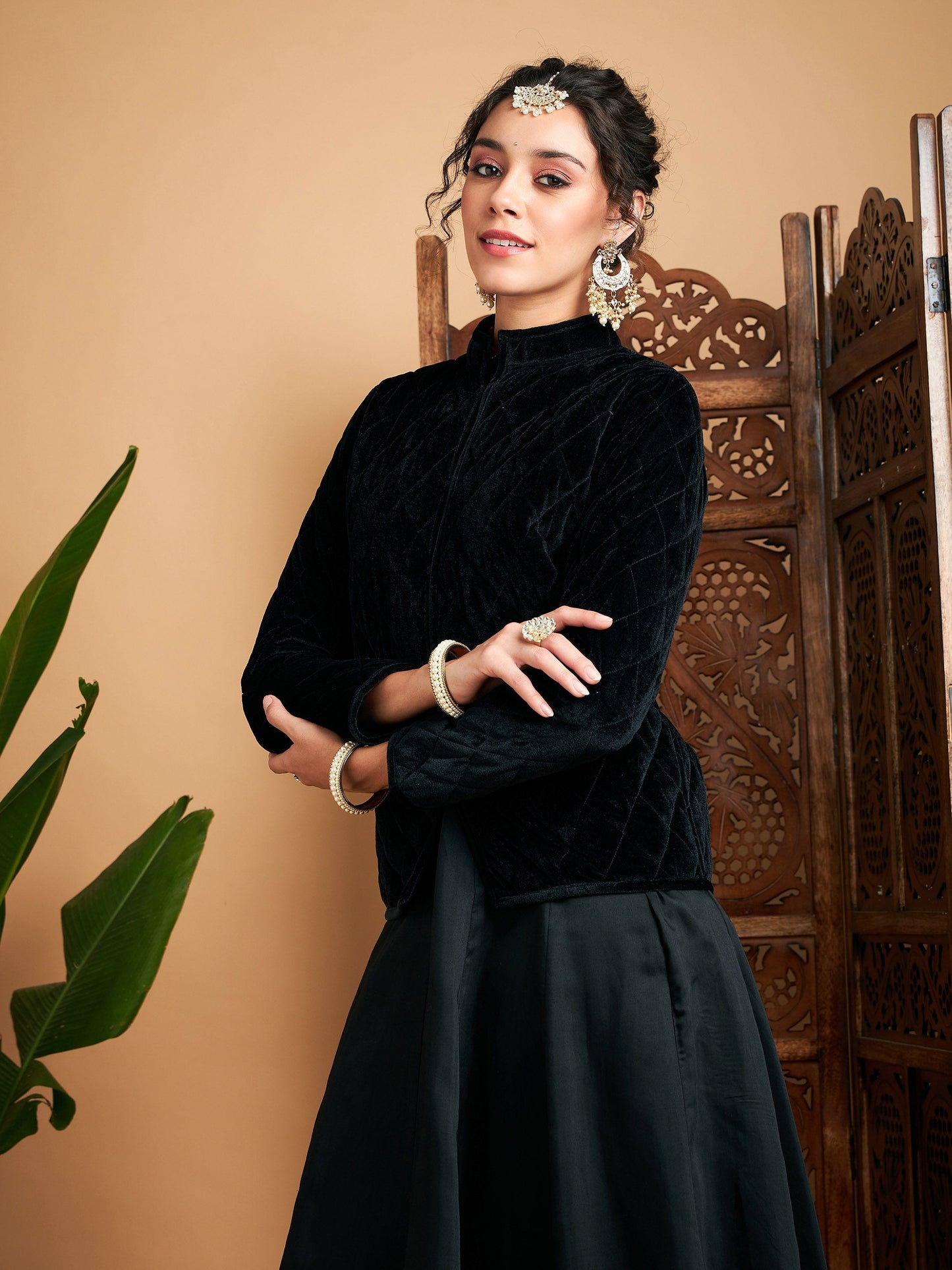 Black Velvet Quilted Jacket