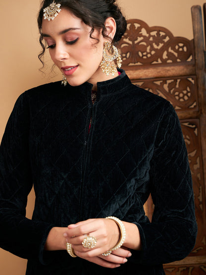 Black Velvet Quilted Jacket