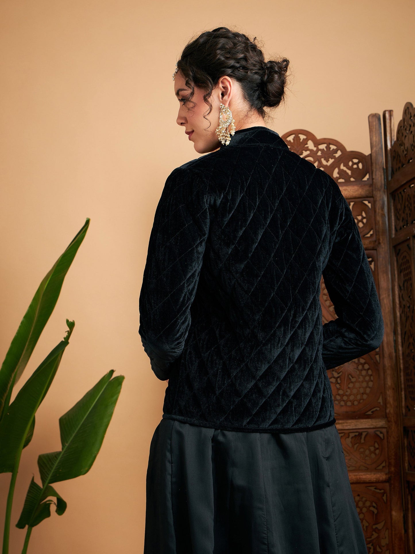Black Velvet Quilted Jacket