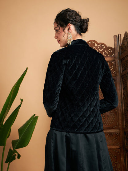 Black Velvet Quilted Jacket
