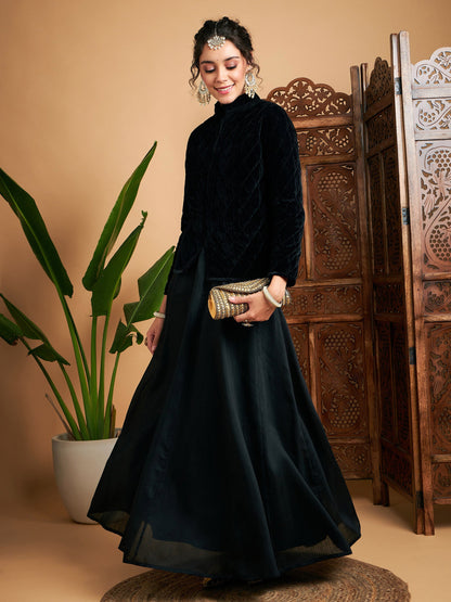 Black Velvet Quilted Jacket