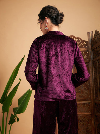 Purple Velvet Embroidered Jacket