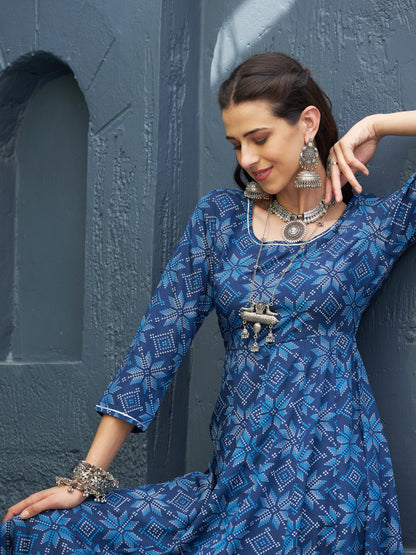 Blue Floral Anarkali Kurta