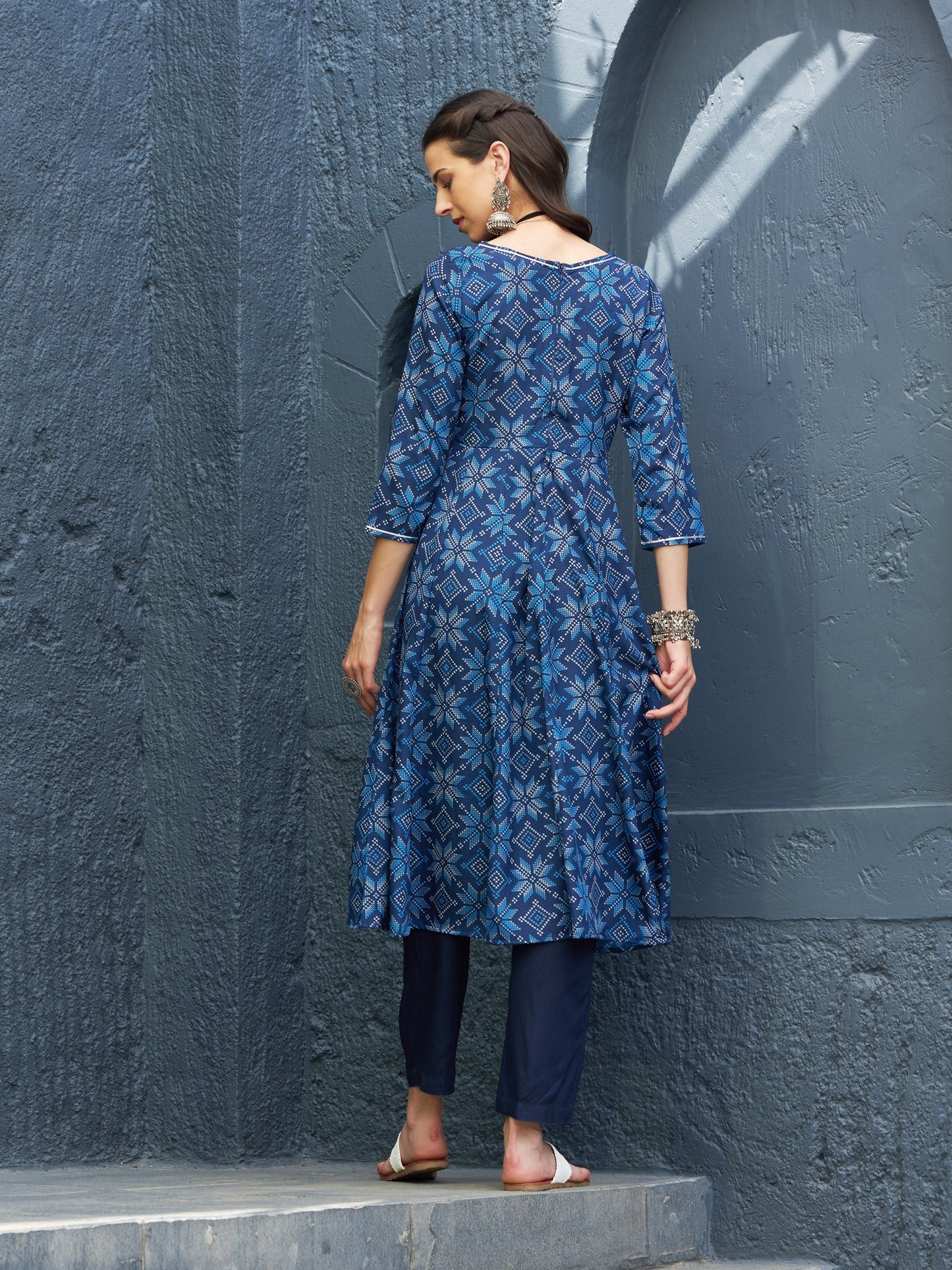 Blue Floral Anarkali Kurta
