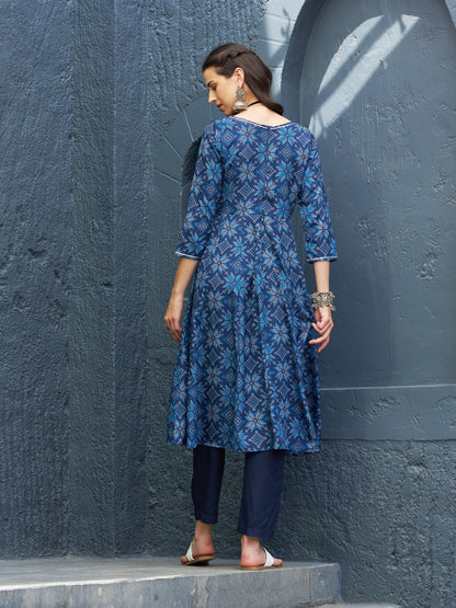 Blue Floral Anarkali Kurta
