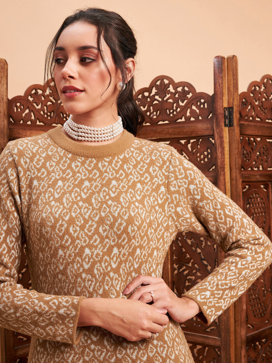 Beige &amp; Off White Hair Wool Straight Kurta-Shae by SASSAFRAS
