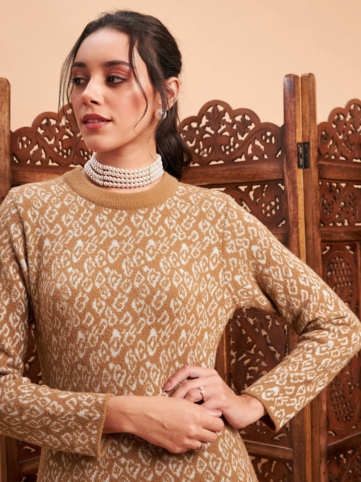 Beige &amp; Off White Hair Wool Straight Kurta-Shae by SASSAFRAS