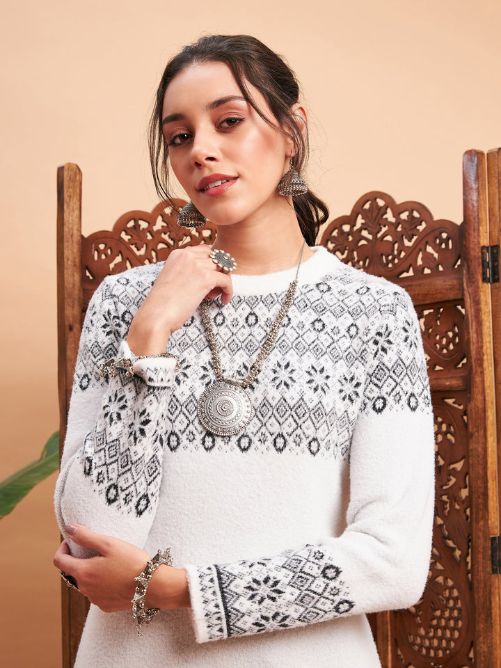 Black &amp; White Hair Wool Straight Kurta-Shae by SASSAFRAS