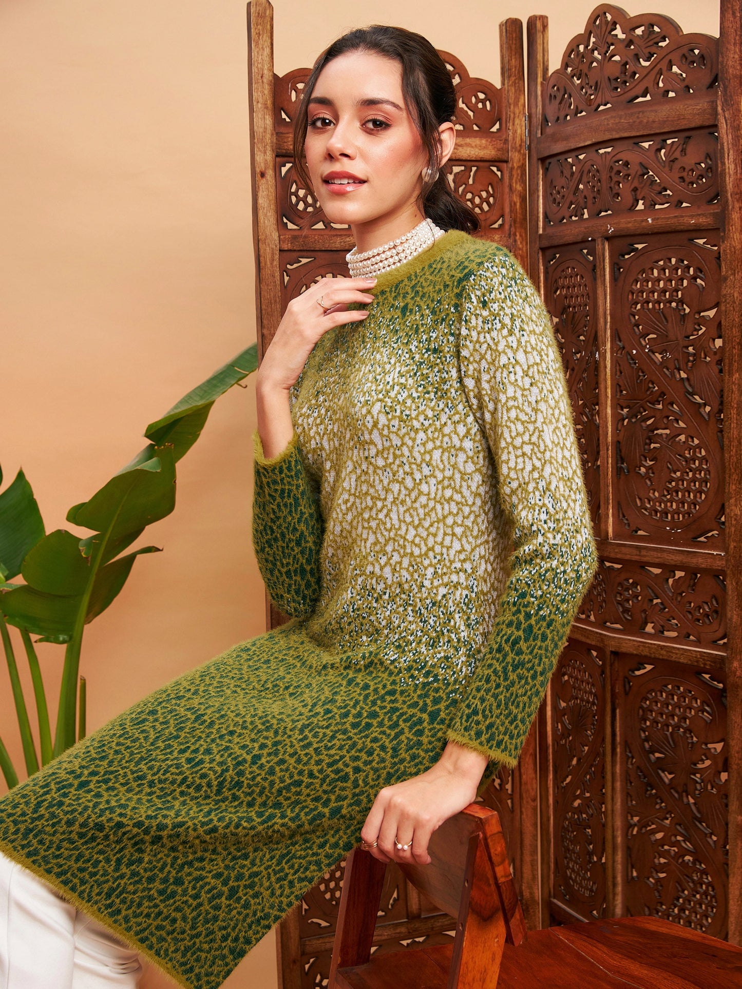 Emerlad Green Hair Wool Straight Kurta-Shae by SASSAFRAS