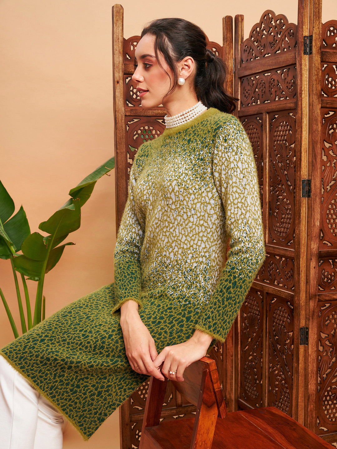 Emerlad Green Hair Wool Straight Kurta-Shae by SASSAFRAS