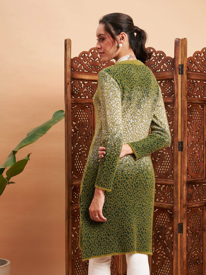 Emerlad Green Hair Wool Straight Kurta-Shae by SASSAFRAS