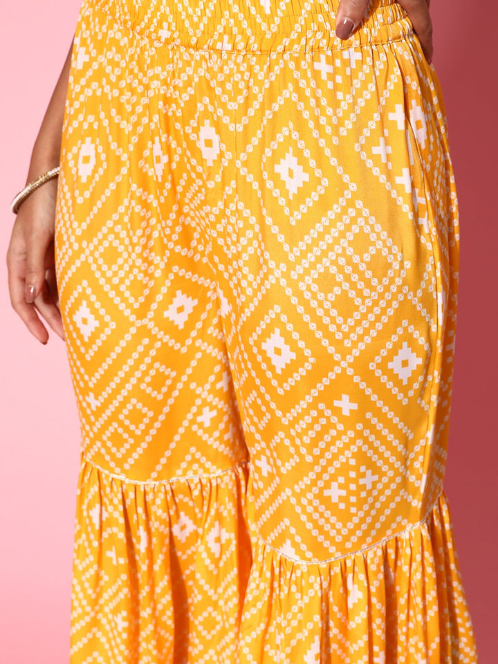 Women Yellow Tie &amp; Dye Frilly Sharara