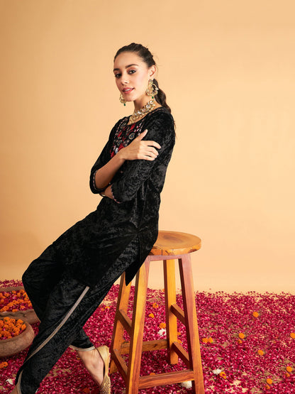 Black Velvet Dhoti Pants