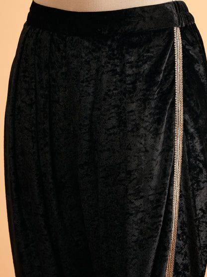 Black Velvet Dhoti Pants