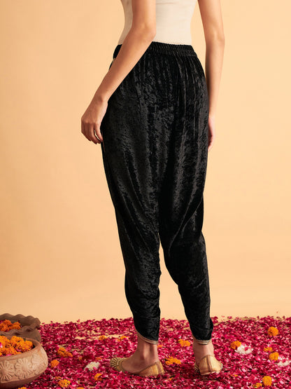 Black Velvet Dhoti Pants
