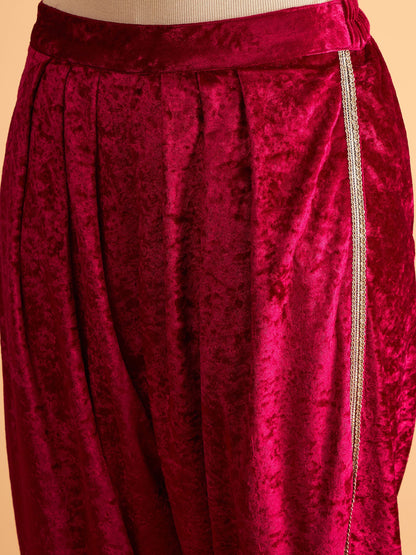 Fuchsia Velvet Dhoti Pants